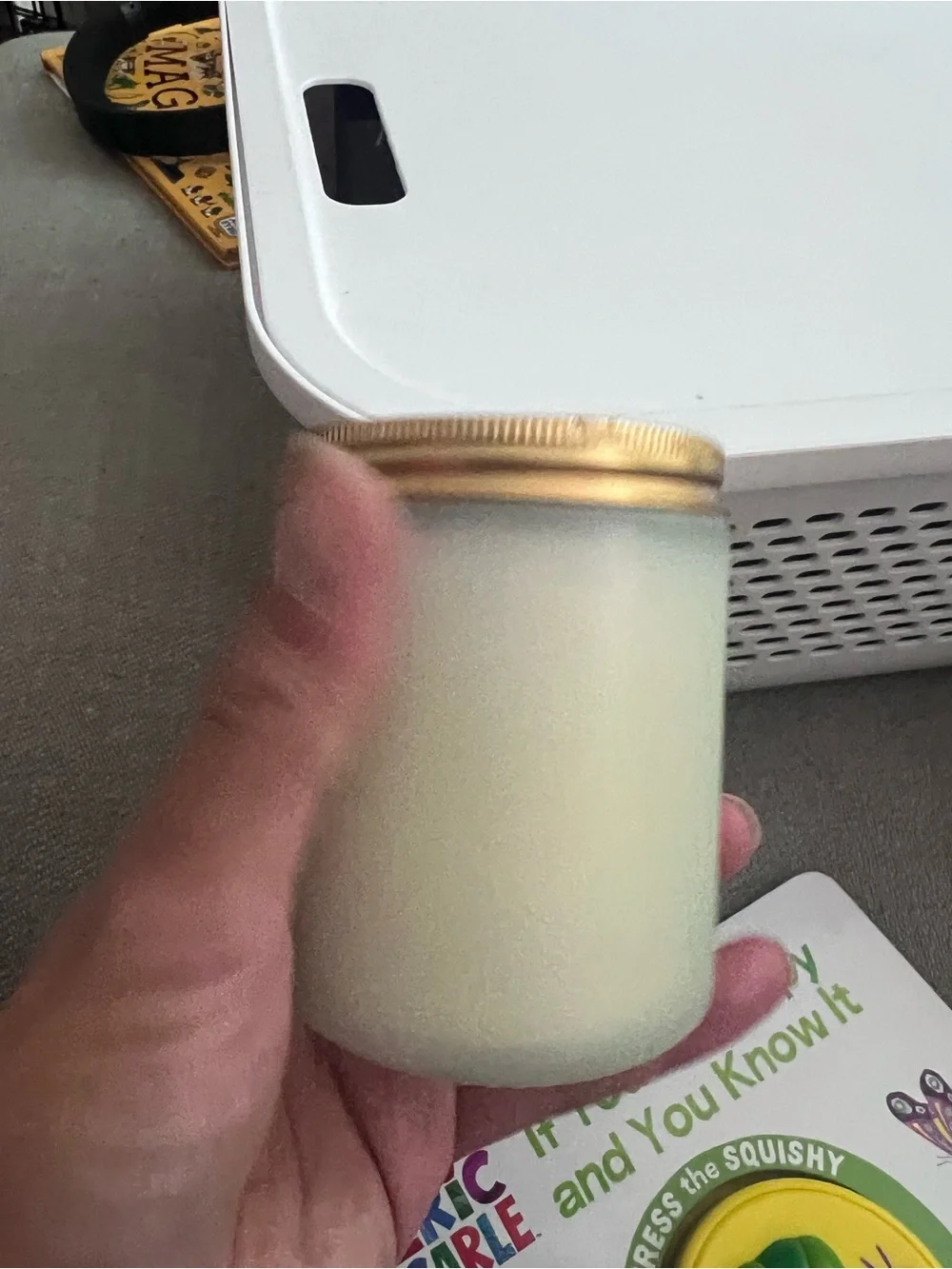 Dog Moms Promoted to Human Moms Decorative Jar Candle - White with Gold Lid